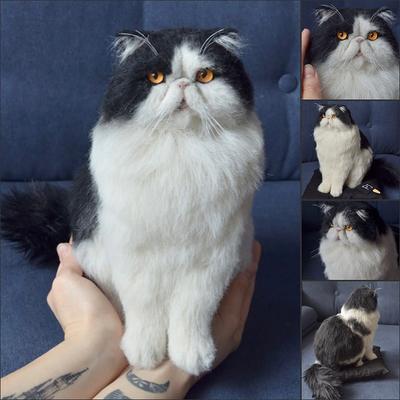 Custom Persian Cat Sculpture Needle Felted Kitty Memory 3D Pet