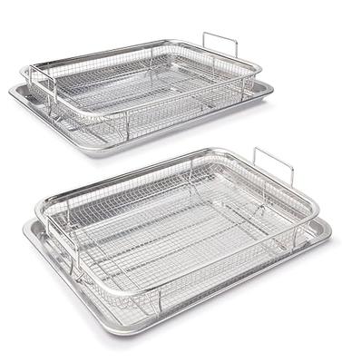 EaZy MealZ Bacon Rack & Tray Set, Rack and Grease Catcher, Non-Stick,  Large, Gray