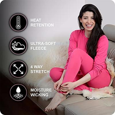 Thermajane Long Johns Thermal Underwear for Women Fleece Lined Base Layer  Pajama Set Cold Weather