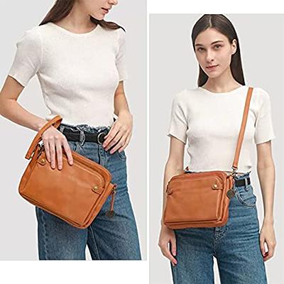 Crossbody Leather Shoulder Bags and Clutches, Three-Layer Leather