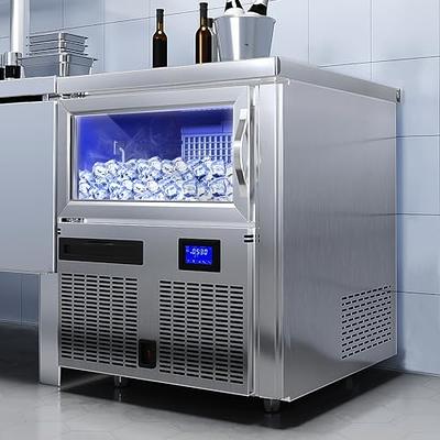 VEVOR 110V Commercial Ice Maker Machine 265lbs/24h, 750W Stainless Steel Ice Machine with 55lbs Storage Capacity, 126 Ice Cubes