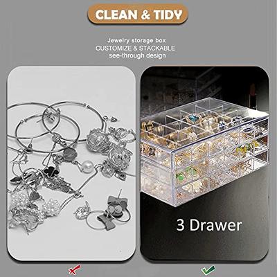 Bead Storage Box, Plastic Craft Box, Jewelry Organizer Container, Clear Box  With Dividers 10 Grids, Gift for Beader, 5x2.5x1 In, 2 Pack 