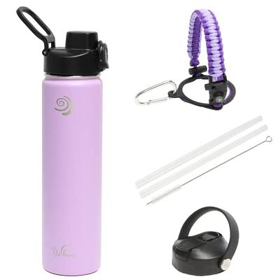 Wide Mouth Flip Straw Lid with Paracord Handle & Silicone Straw for Hydro Flask Black