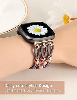 TOYOUTHS Floral Bracelet Compatible with Fitbit Versa 4/Versa 3/Sense 2/Sense  Band Women Girls, Boho Beaded Braided Daisy Flower Strap Elastic Stretchy  Nylon Cute Fancy Charms Breathable Wristband, M - Yahoo Shopping