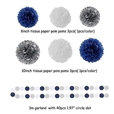 Paper Flower Tissue Pom Poms Party Supplies (Navy Blue,Turqoise