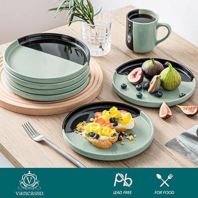 vancasso Aria Salad Plates Set of 6, 8 Inch Dessert Plates, Ceramic Plates  Microwave, Oven and Dishwasher Safe, Black and Green - Yahoo Shopping