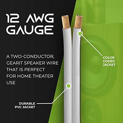 InstallGear 14 Gauge AWG Speaker Wire Cable (100ft - White) | White Speaker  Cable | Speaker Wire 14 Gauge | 14 Gauge Wire for Outdoor, Automotive 