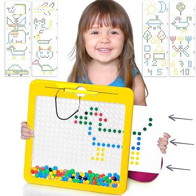 COCOBELA Magnetic Drawing Board for Kids 4-8 Toddlers 1-3 Magnetic Dots  Board Dot Art Board Montessori Educational Preschool Toy Travel Essentials  Magnets Doodle Board 9x8 with Magnetic Beads &Anti-L 