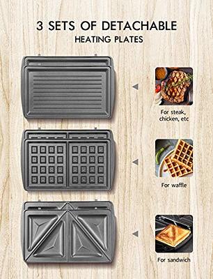 Ovente Electric Indoor Sandwich Grill Waffle Maker Set with 3