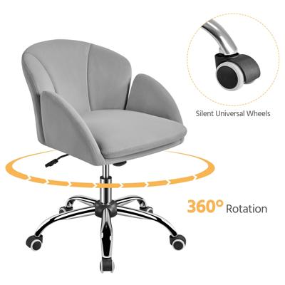 Smile Mart Adjustable Swivel Velvet Desk Chair for Home Office, Light