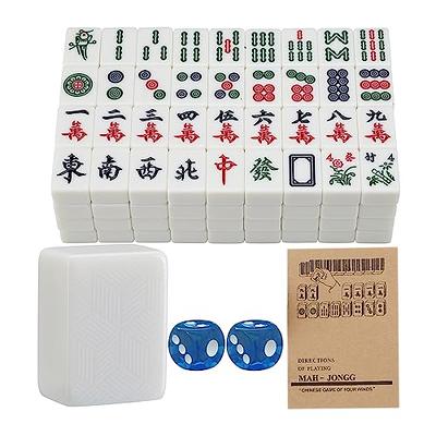 YINIUREN Large Chinese Mahjong Set 1.8-inch Mahjong Tiles Ivory Color  Melamine Mahjong Set