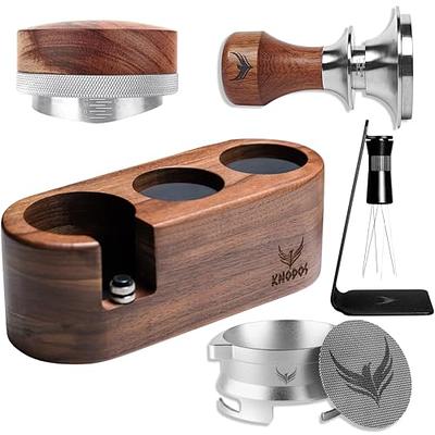 54mm Espresso Tamper for Breville Espresso Machine Accessories Adjustable  Depth and Spring Loaded Design Wooden Calibrated Tamper 53.3mm 