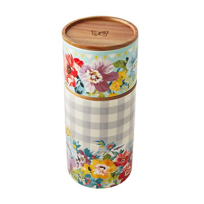 The Pioneer Woman Sweet Romance 4-Piece Ceramic Stacking Canisters Set with  Wood Lids - Yahoo Shopping