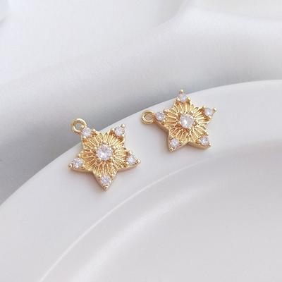 Fashion Women′ S Full Diamond Real Gold Gold Plated Brass Star