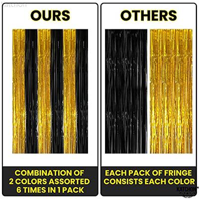 Black and Gold Party Decorations Kit, Gold Foil Fringe Curtain Backdrop,  Black and Gold Balloons Set, Graduation Party Decorations 2023, Black and