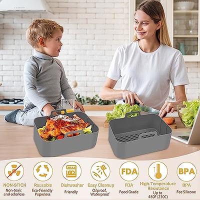 Air Fryer Silicone Baking Basket, Rectangular Air Fryer Silicone Pads For  Ninja Foodi Dual Dz201 8qt Reusable Silicone Air Fryer Liner, Non-stick Pan  Easy To Clean Oven Accessories Air Fryer Accessories Kitchen