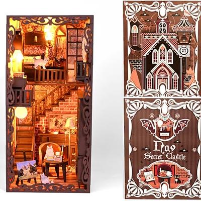 DIY Book Nook Kit Bookshelf Insert Bookend Stand Bookcase Book Stand  Booknook Ahilmrn Miniature House Kit 3D Wooden Puzzle Model Building Kit