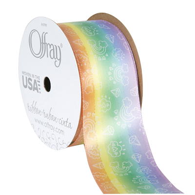 Offray Single Face Satin Ribbon 3/8x18' Red.