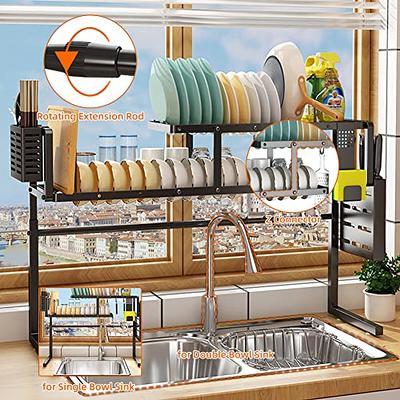 Over The Sink 2 Tier Adjustable Dish Drying Rack - Yahoo Shopping