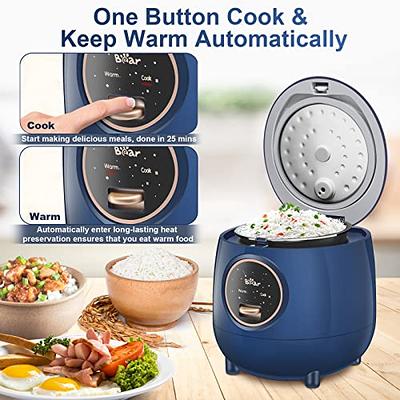 Bear Mini Rice Cooker 2 Cups Uncooked, 1.2L Portable Non-Stick Small Travel Rice  Cooker, BPA Free, One Button to Cook and Keep Warm Function, Blue - Yahoo  Shopping