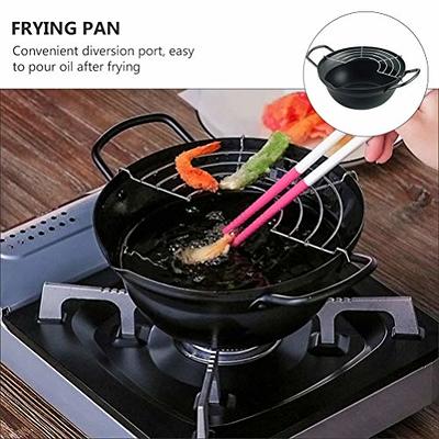 1pc Mini Deep Fryer With Oil Drip Drainer Rack, For Tempura Chips