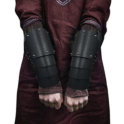 Medieval Samurai PU Leather Armor Bracer Guard Gloves Knight Wristband  Cosplay