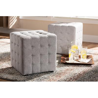 Baxton Studio Elladio Modern Greyish Beige Fabric Tufted Cube