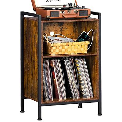 LELELINKY Record Player Stand,Vinyl Record Storage Table with 4