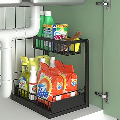 2-Tier Under Sink Storage Basket Organiser Multi Purpose Office Bathroom  Kitchen