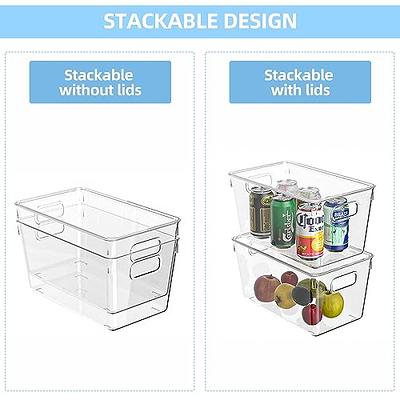 Sorbus Organizer Bins with Attached lids, Kitchen Pantry Organization Storage  Bins, Small Clear Storage Box for Fridge