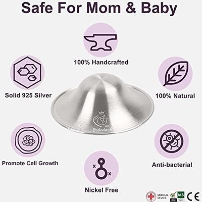 The Original Silver Nursing Cups - Nipple Shields for Nursing Newborn -  Newborn Essentials Must Haves - Nipple Covers Breastfeeding - 925 Silver