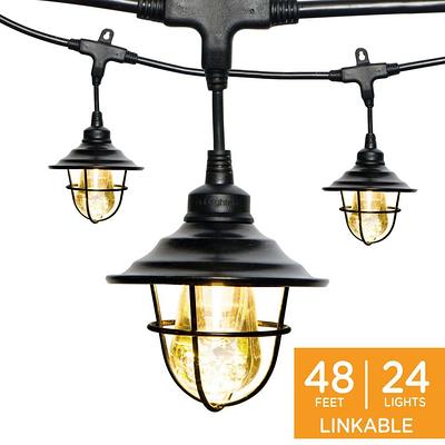 Harbor Breeze 48-ft Plug-in Black Outdoor String Light with 18 White-Light  LED Edison Bulbs in the String Lights department at