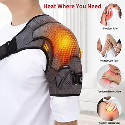 Cordless Shoulder Heating Pad Heated Shoulder Wrap Shoulder Brace with 3  Heating and Vibration Modes Shoulder Supports for Relaxation Large