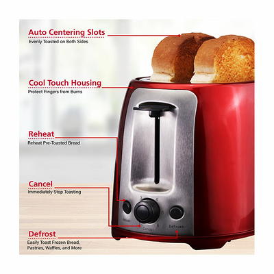 Black Decker 2 Slice Toaster Toast Bagel Frozen Defrost Waffle Silver -  Office Depot