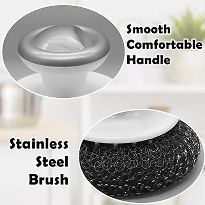 Stainless Steel Scrubber Dish Brush with Handle, Kitchen Steel Wool Pot  Scrubber Metal Scrubber Dish Scrub Brush, Steel Scrubbers for Cleaning  Dishes Pots, Pans, Grills, Sinks, Dishwashing Supplies - Yahoo Shopping