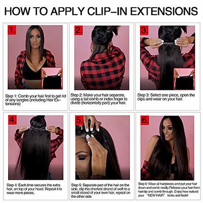 CanaryFly Straight Human Hair Clip in Hair Extensions for Black Women 100% Unprocessed Full Head Brazilian Virgin Hair Natural Black Color