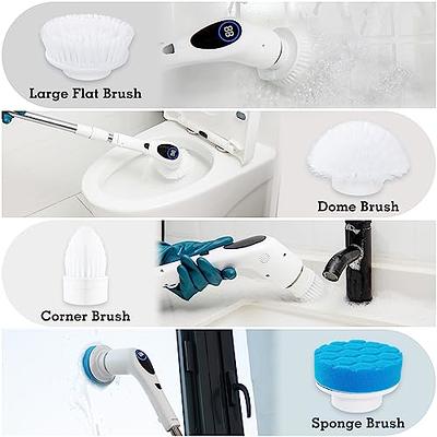 Electric Spin Scrubber, 10 in 1 Airpher Cordless Cleaning Brush Ipx8 with 9 Replaceable Brush Heads and 4 Tier Removable Handle, Power Shower