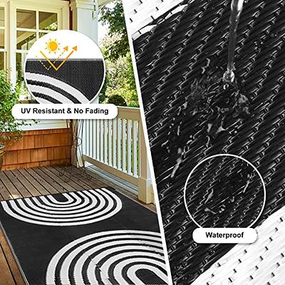 Patio Mat Indoor Outdoor RV 6X9 ft Reversible Camping Picnic Carpet Deck Rug  Pad