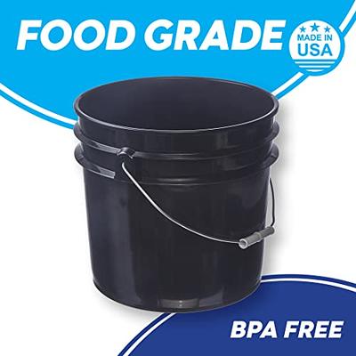 House Naturals 4 Gallon Square Food Grade Bucket Pail with Plastic Handles  and Lid ( Pack of 3) Made in USA containers (Black)