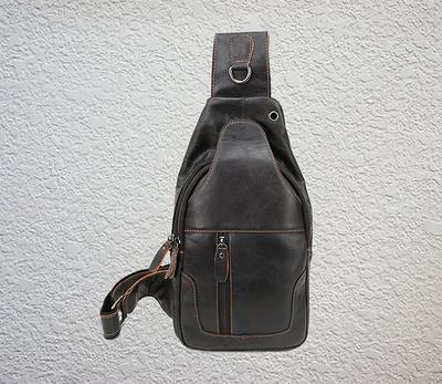 Personalized Genuine Leather Sling Bag Men's Chest Bag 