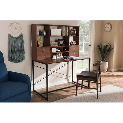 Simpli Home Dylan Solid Wood Industrial 60 in. Wide Writing Office Desk in Black