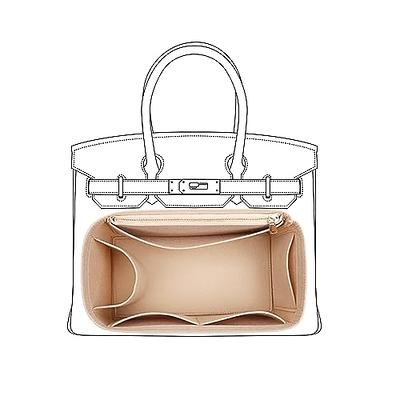 Felt Bag Organizer Tote Handbag Premium Purse Organizer Insert with Zipper  Pockets (M, Beige)