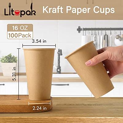 RACETOP Disposable Paper Coffee Cups 12 oz [100 Pack],12 oz White Hot  Coffee Paper Cups, Thickened Paper Style