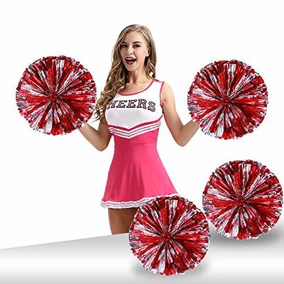 12 Pcs Cheerleader Pompom Dance Cheer Pom White Pom Poms DIY Cheer Pom Poms  Red Pompoms Metal Foil Rainbow Cheerleading Pom Pom