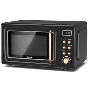 700W Glass Turntable Retro Countertop Microwave Oven-White