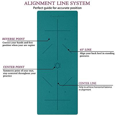 Yoga Mat, Thick Non-Slip With Alignment Lines