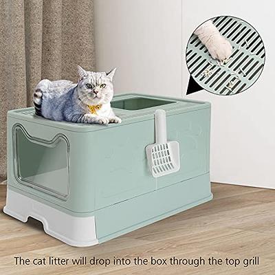 Cat Litter Box, Foldable Top Entry Covered Cat Litter Box with Lid , Easy  Clean No Smell Pet Jumbo Litter Box 