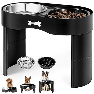 Sunmeyke Stainless Steel Elevated Dog Bowls Stand(up to 20.3''), Adjustable  Raised Dog Bowl for Medium, Large Sized Dogs, with 4L(135 OZ/17