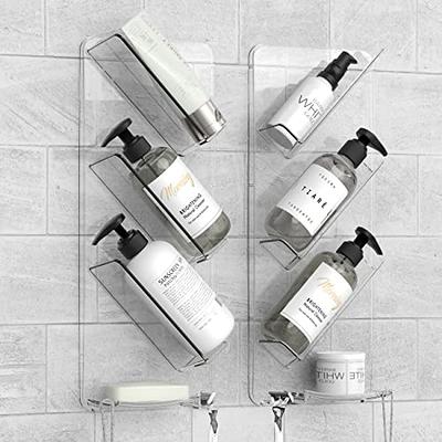 Durmmur 2-Pack Acrylic Clear Shower Shelves, Adhesive Caddy
