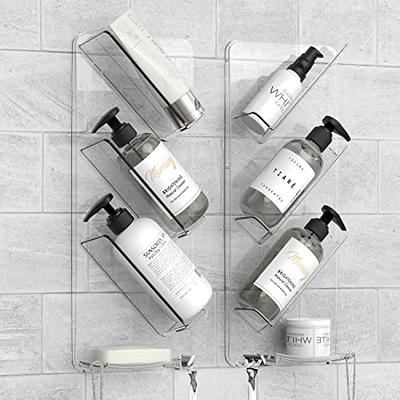 PHANCIR 3 PCS Corner Shower Caddy Shower Organizer, 2 Tier Self-Adhesive  Bathroom Organizer Shower Caddy Basket With Soap Holder, No Drilling Wall